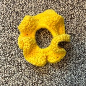 Yellow Crochet Hair Scrunchie